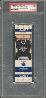 1989 Edmonton Oilers vs Los Angeles Kings Full Ticket from 10/15/89 - Gretzkys 1,851st Career Point (PSA/DNA AUTH)